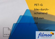 Laden Sie das Bild in den Galerie-Viewer, PET-G | A4 | 0,5 mm | blau durchscheinend | Tiefziehfolie
