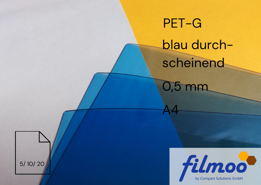 PET-G | A4 | 0,5 mm | blau durchscheinend | Tiefziehfolie